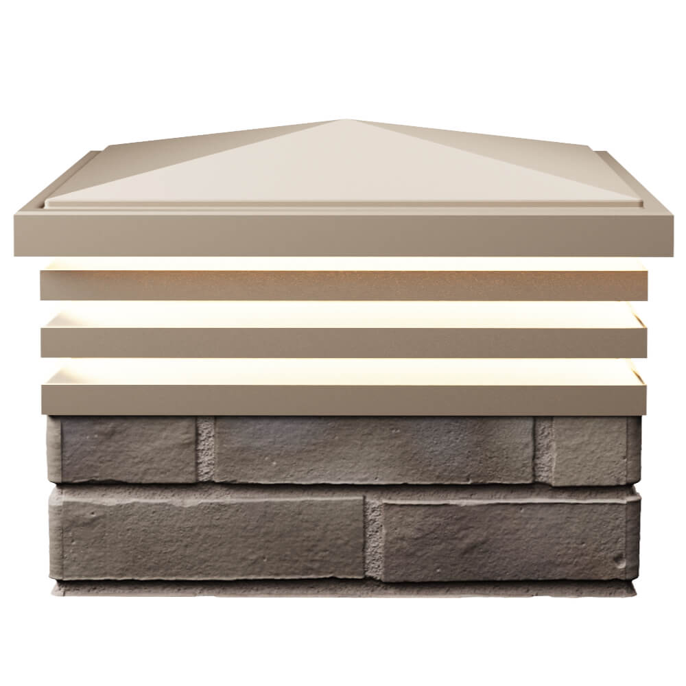 Колпак Zking Бона ХайТек Бежевый на столб 1.5х1.5 кирпича (385х385мм) с подсветкой в Сургуте фото