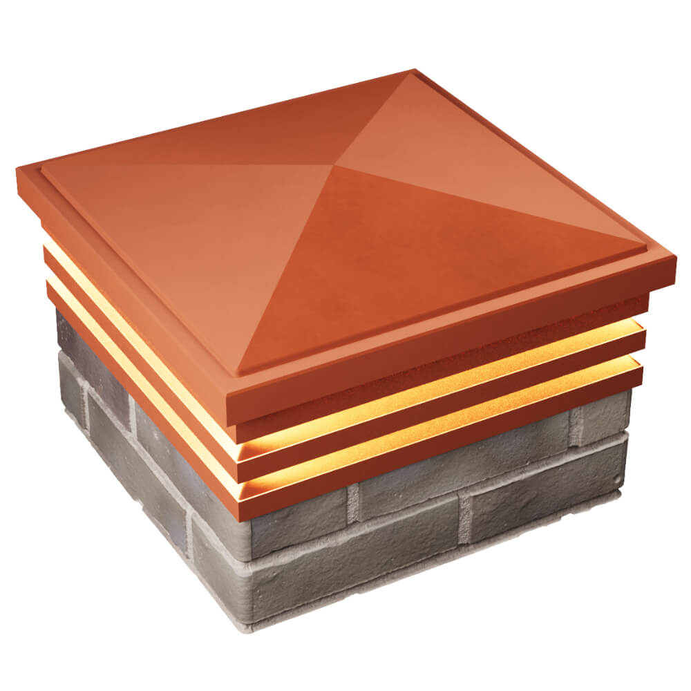 Колпак Zking Бона ХайТек Красный на столб 1.5х1.5 кирпича (385х385мм) с подсветкой в Сургуте фото