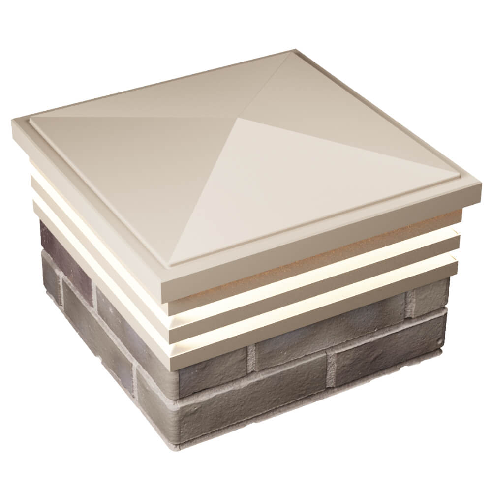 Колпак Zking Бона ХайТек Бежевый на столб 1.5х1.5 кирпича (385х385мм) с подсветкой в Сургуте фото