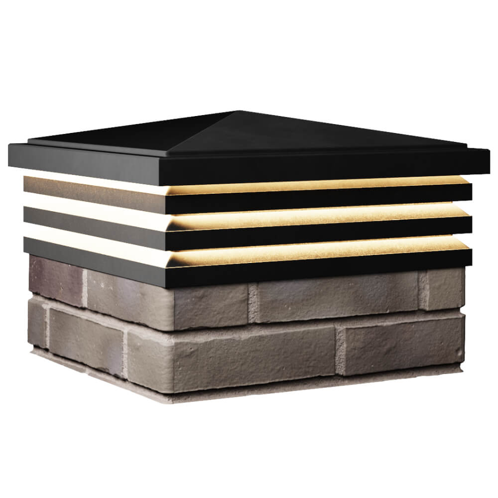 Колпак Zking Бона ХайТек Черный на столб 1.5х1.5 кирпича (385х385мм) с подсветкой в Сургуте фото