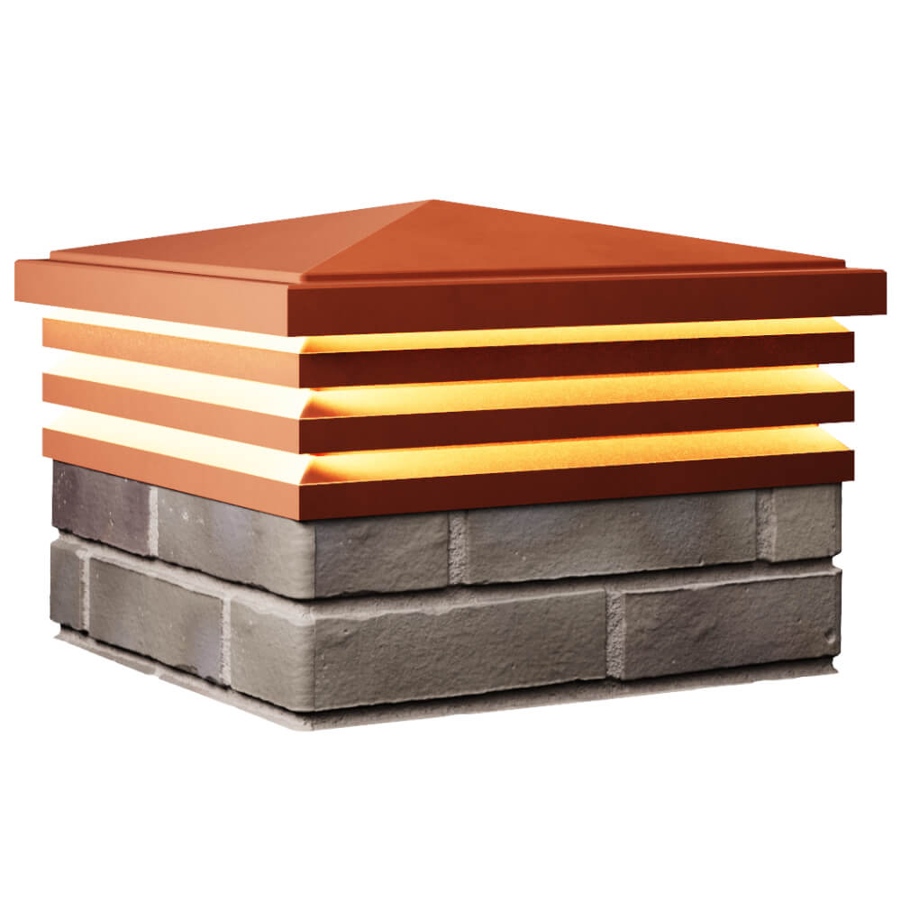 Колпак Zking Бона ХайТек Красный на столб 1.5х1.5 кирпича (385х385мм) с подсветкой в Сургуте фото