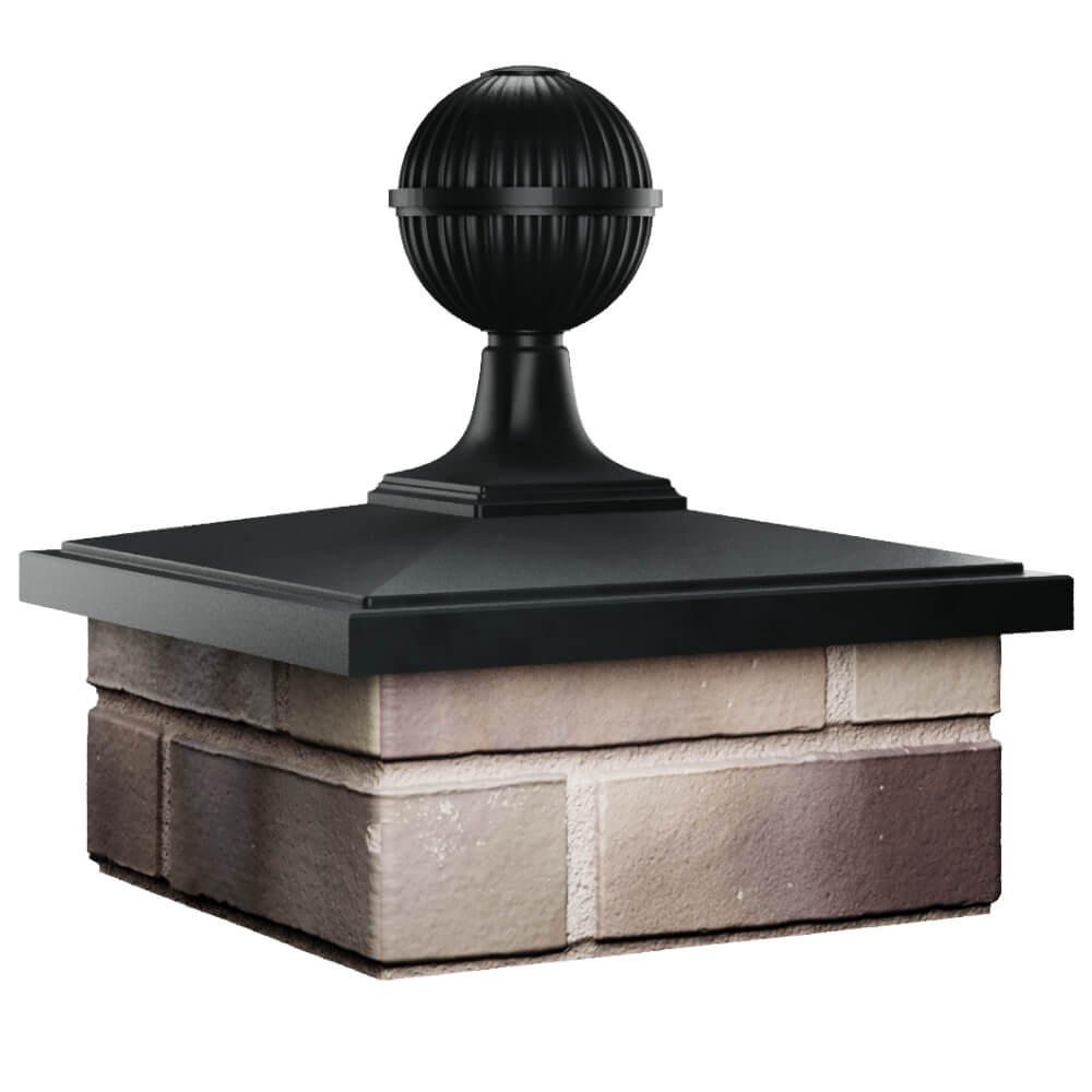 Колпак Zking БонаМоно Черный с шаром на столб 1.5х1.5 кирпича (385х385, 400х400мм) в сборе в Сургуте фото