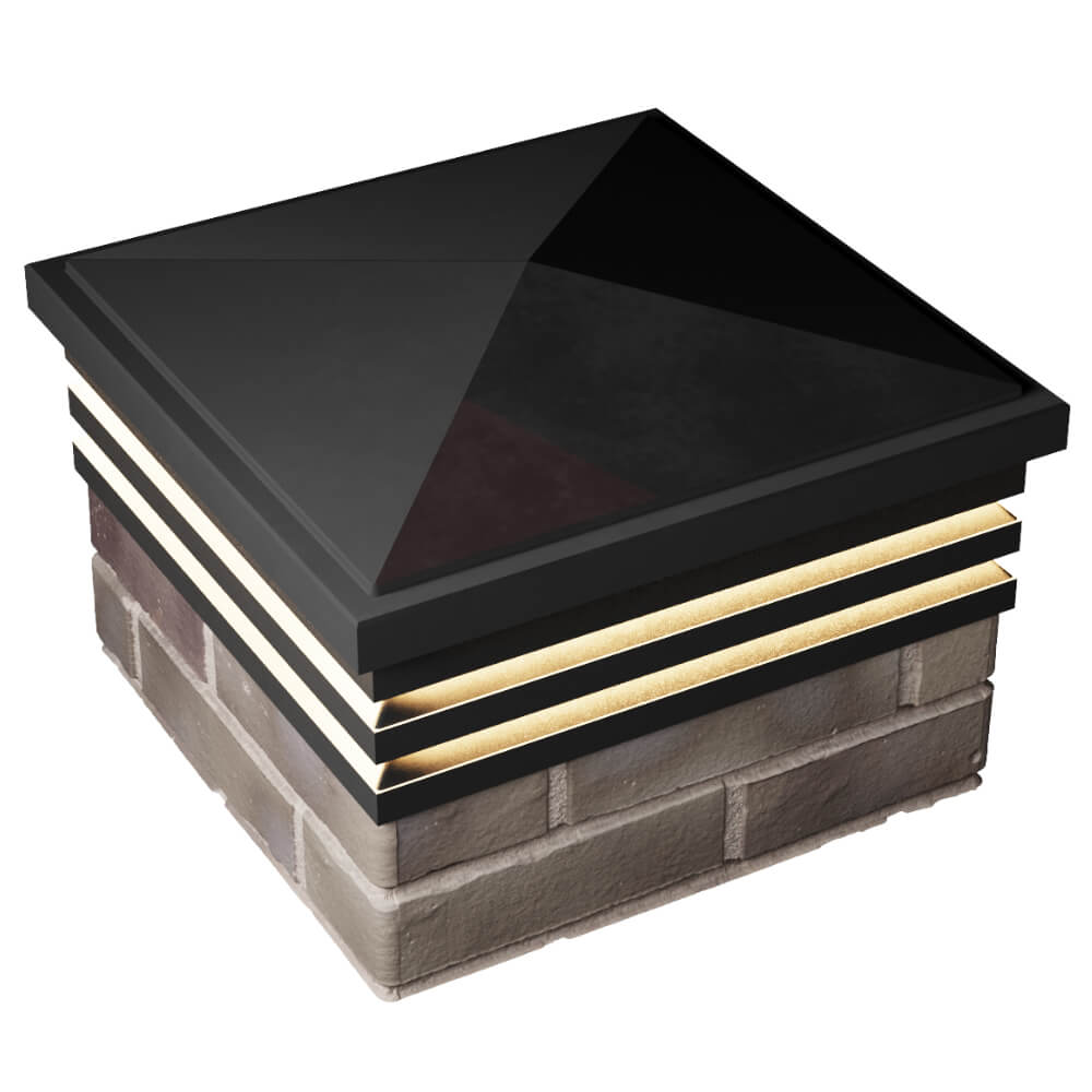 Колпак Zking Бона ХайТек Черный на столб 1.5х1.5 кирпича (385х385мм) с подсветкой в Сургуте фото