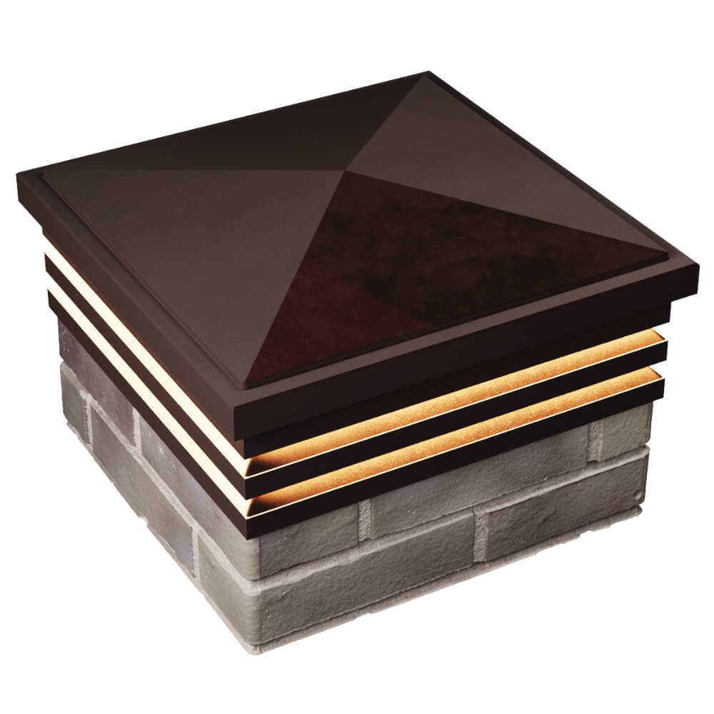 Колпак Zking Бона ХайТек Коричневый на столб 1.5х1.5 кирпича (385х385мм) с подсветкой в Сургуте фото