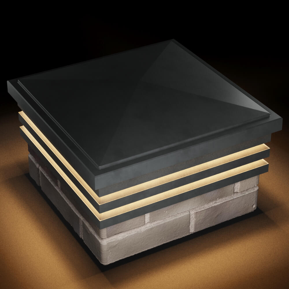 Колпак Zking Бона ХайТек Серый на столб 1.5х1.5 кирпича (385х385мм) с подсветкой в Сургуте фото