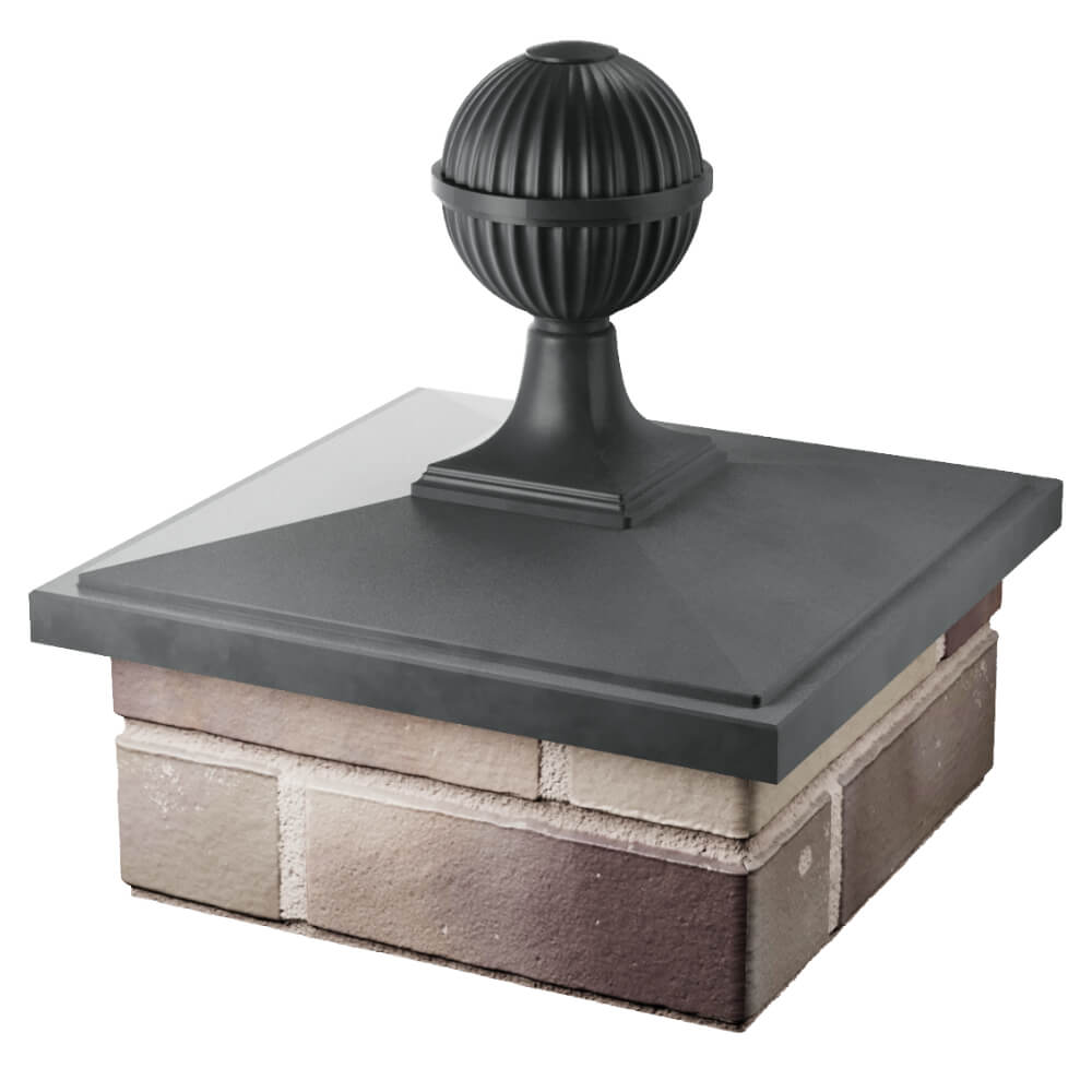 Колпак Zking БонаМоно Серый с шаром на столб 1.5х1.5 кирпича (385х385, 400х400мм) в сборе в Сургуте фото
