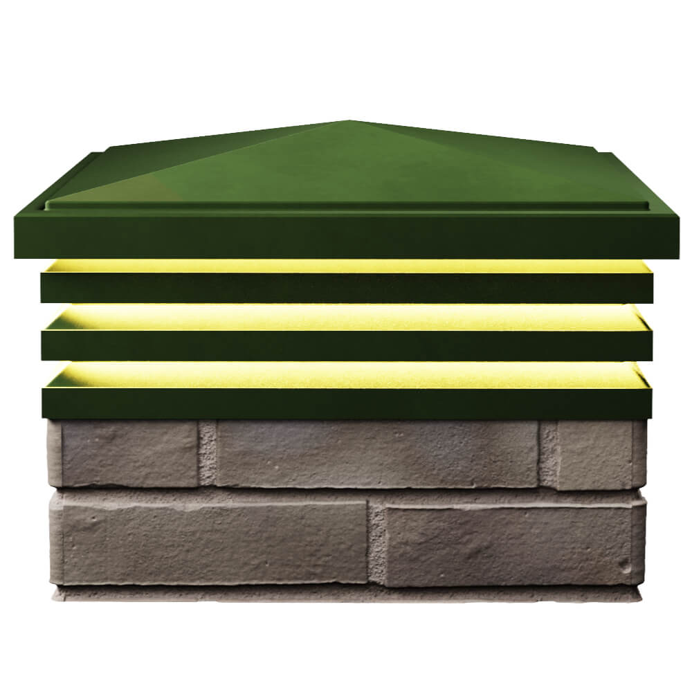 Колпак Zking Бона ХайТек Зеленый на столб 1.5х1.5 кирпича (385х385мм) с подсветкой в Сургуте фото