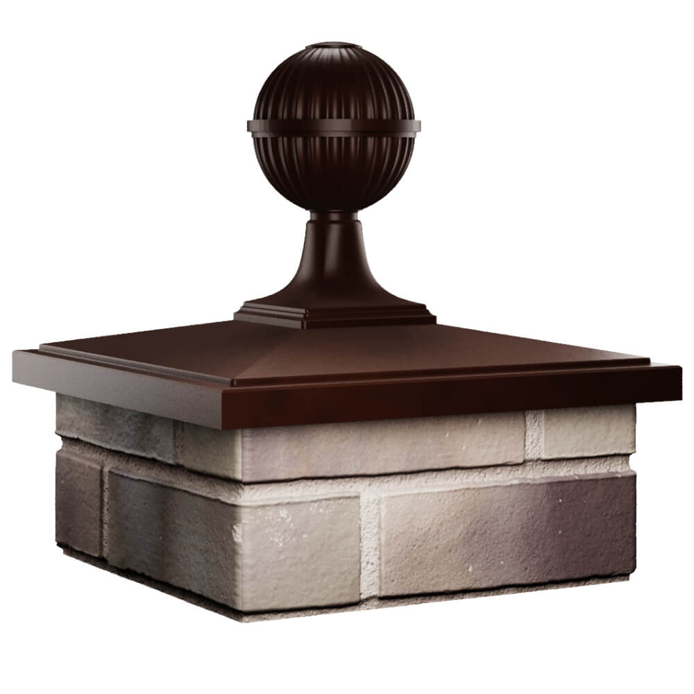 Колпак Zking БонаМоно Коричневый с шаром на столб 1.5х1.5 кирпича (385х385, 400х400мм) в сборе в Сургуте фото