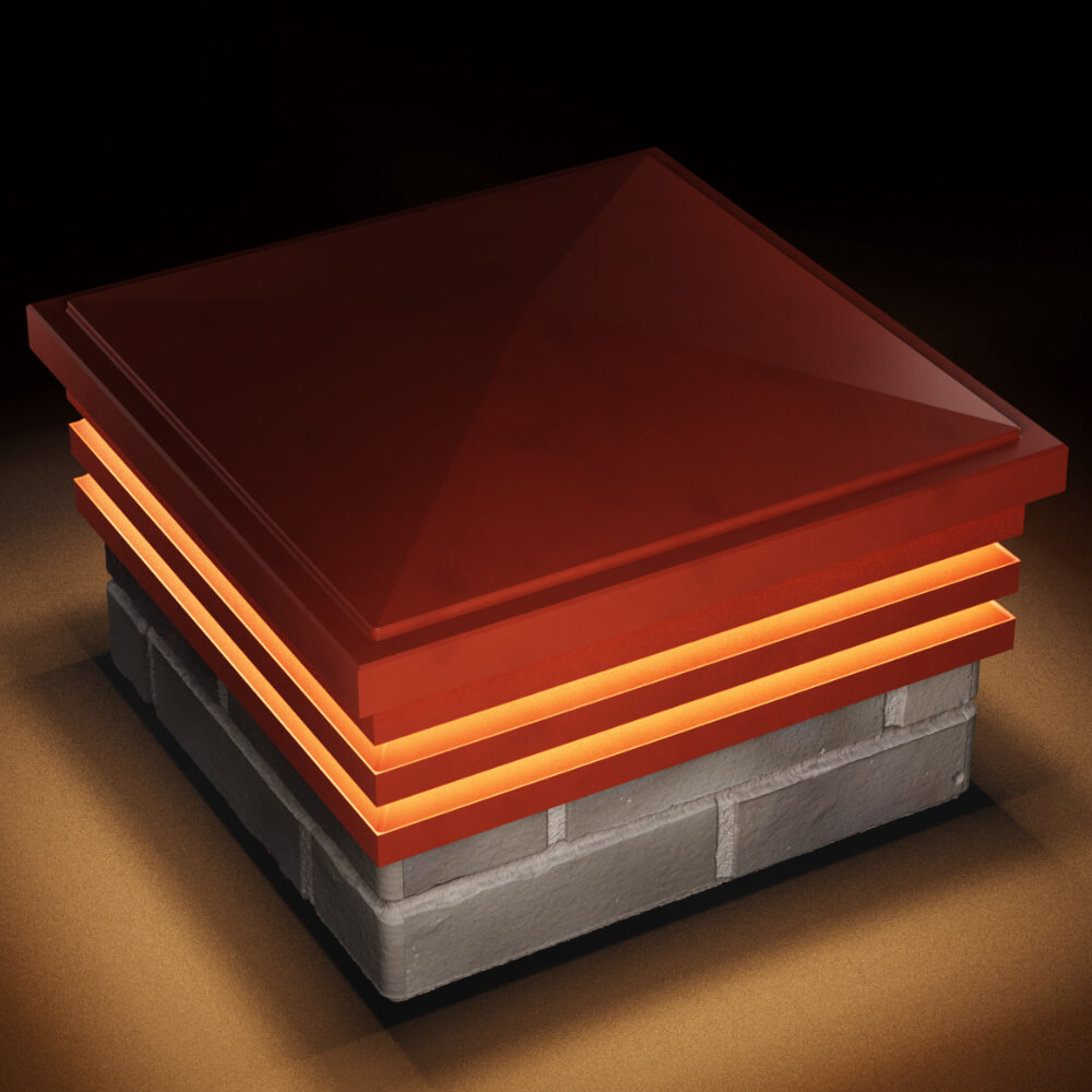 Колпак Zking Бона ХайТек Красный на столб 1.5х1.5 кирпича (385х385мм) с подсветкой в Сургуте фото