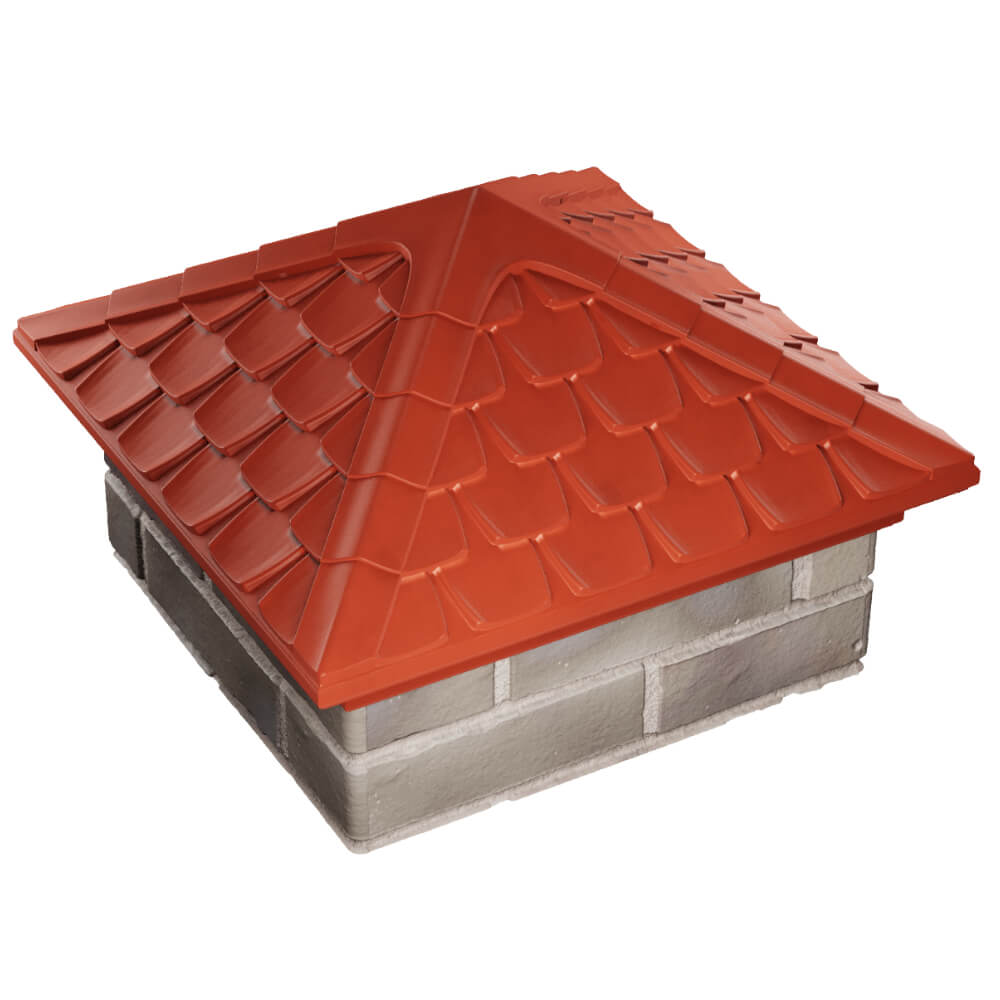 Колпак Zking Эльбрус Красный на столб 1.5х1.5 кирпича (385х385мм) в Сургуте фото