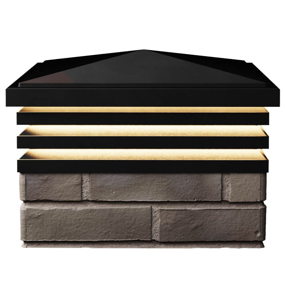 Колпак Zking Бона ХайТек Черный на столб 1.5х1.5 кирпича (385х385мм) с подсветкой в Сургуте фото