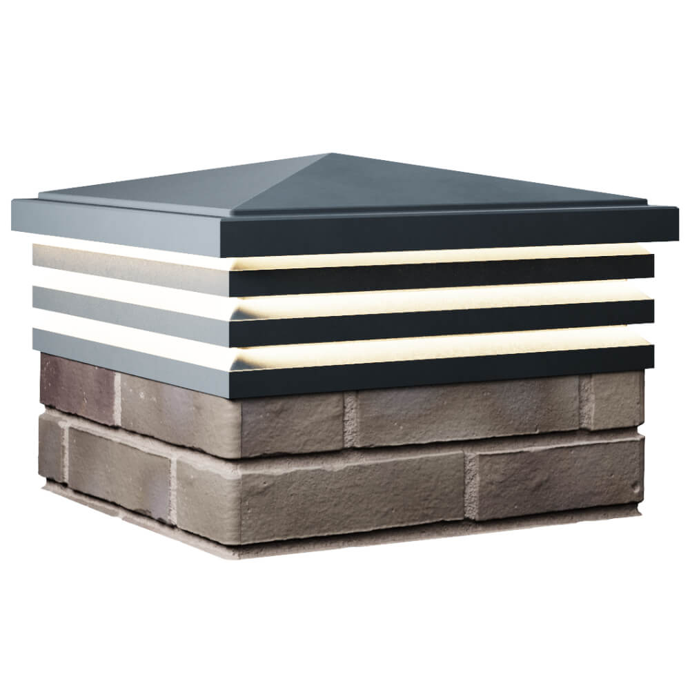 Колпак Zking Бона ХайТек Серый на столб 1.5х1.5 кирпича (385х385мм) с подсветкой в Сургуте фото