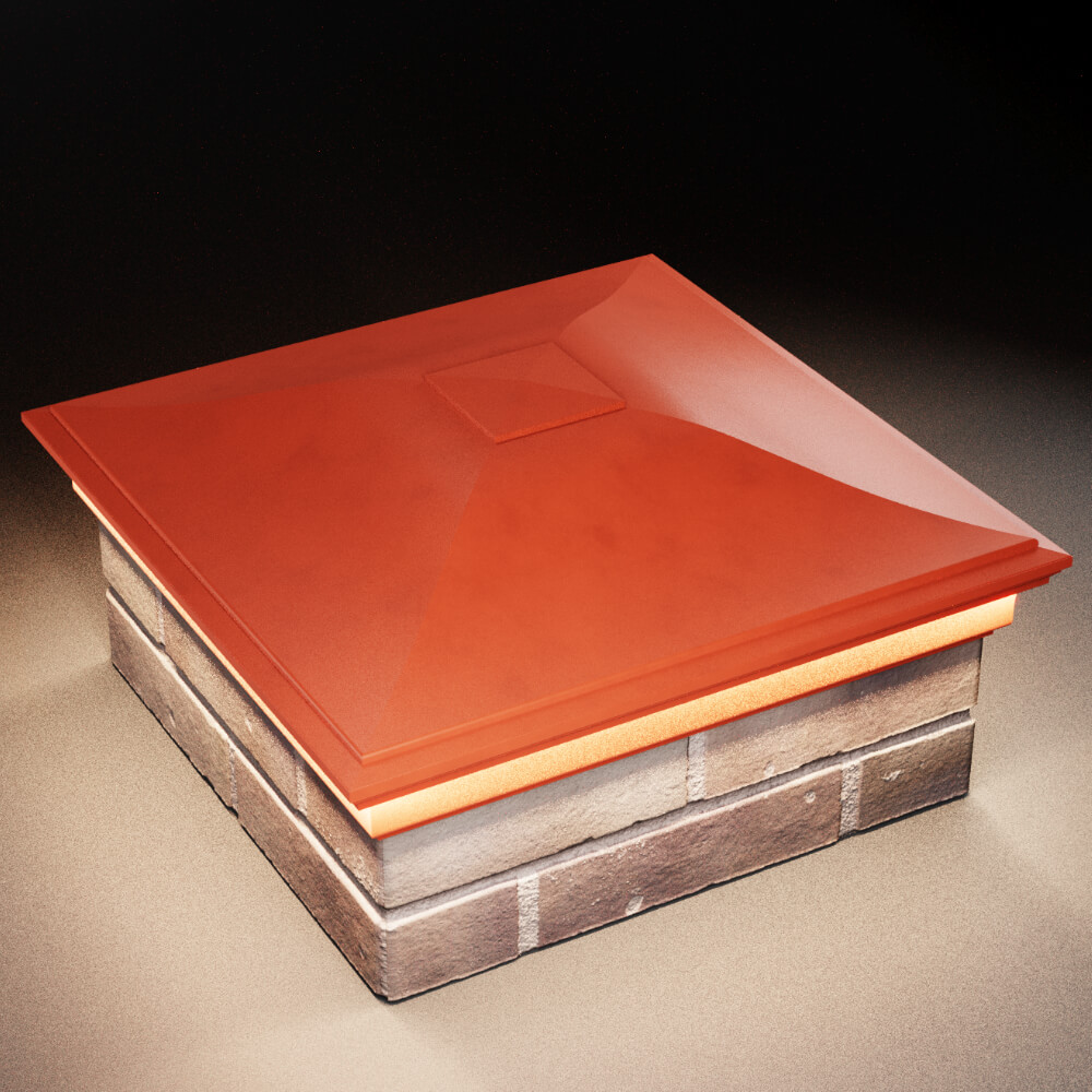 Колпак Zking Монблан Красный на столб 2х2 кирпича (515х515мм) c подсветкой в Сургуте фото