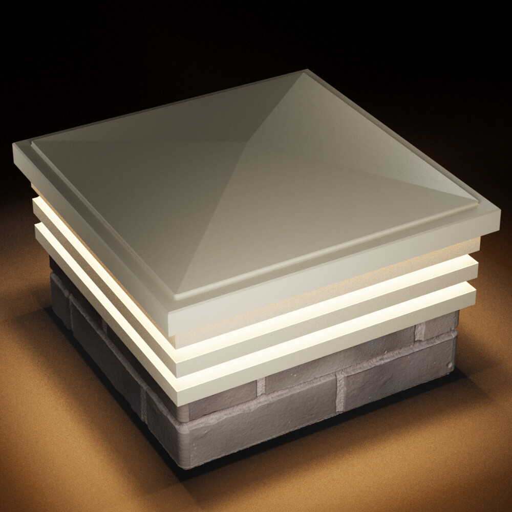 Колпак Zking Бона ХайТек Бежевый на столб 1.5х1.5 кирпича (385х385мм) с подсветкой в Сургуте фото