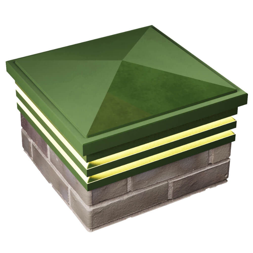 Колпак Zking Бона ХайТек Зеленый на столб 1.5х1.5 кирпича (385х385мм) с подсветкой в Сургуте фото