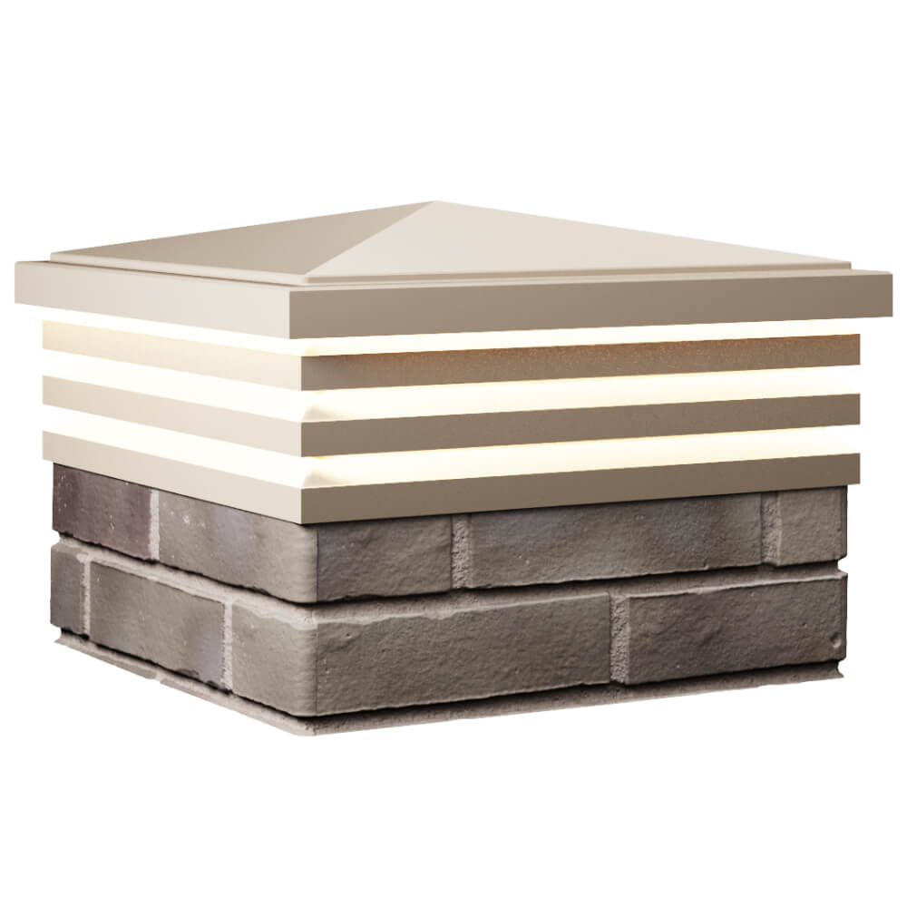 Колпак Zking Бона ХайТек Бежевый на столб 1.5х1.5 кирпича (385х385мм) с подсветкой в Сургуте фото