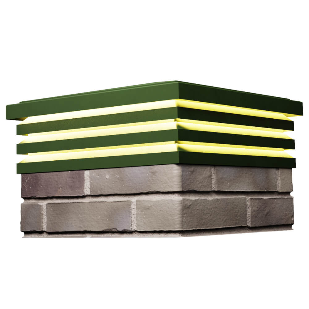 Колпак Zking Бона ХайТек Зеленый на столб 1.5х1.5 кирпича (385х385мм) с подсветкой в Сургуте фото