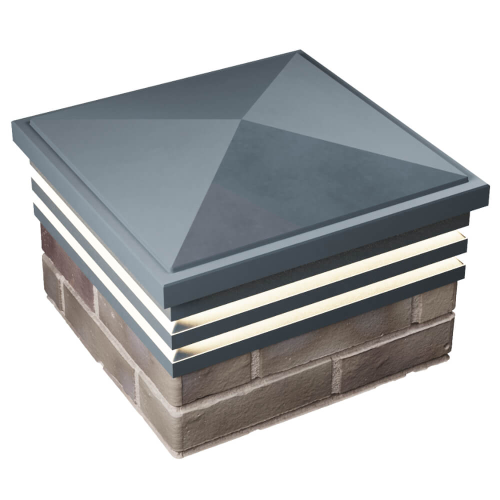 Колпак Zking Бона ХайТек Серый на столб 1.5х1.5 кирпича (385х385мм) с подсветкой в Сургуте фото