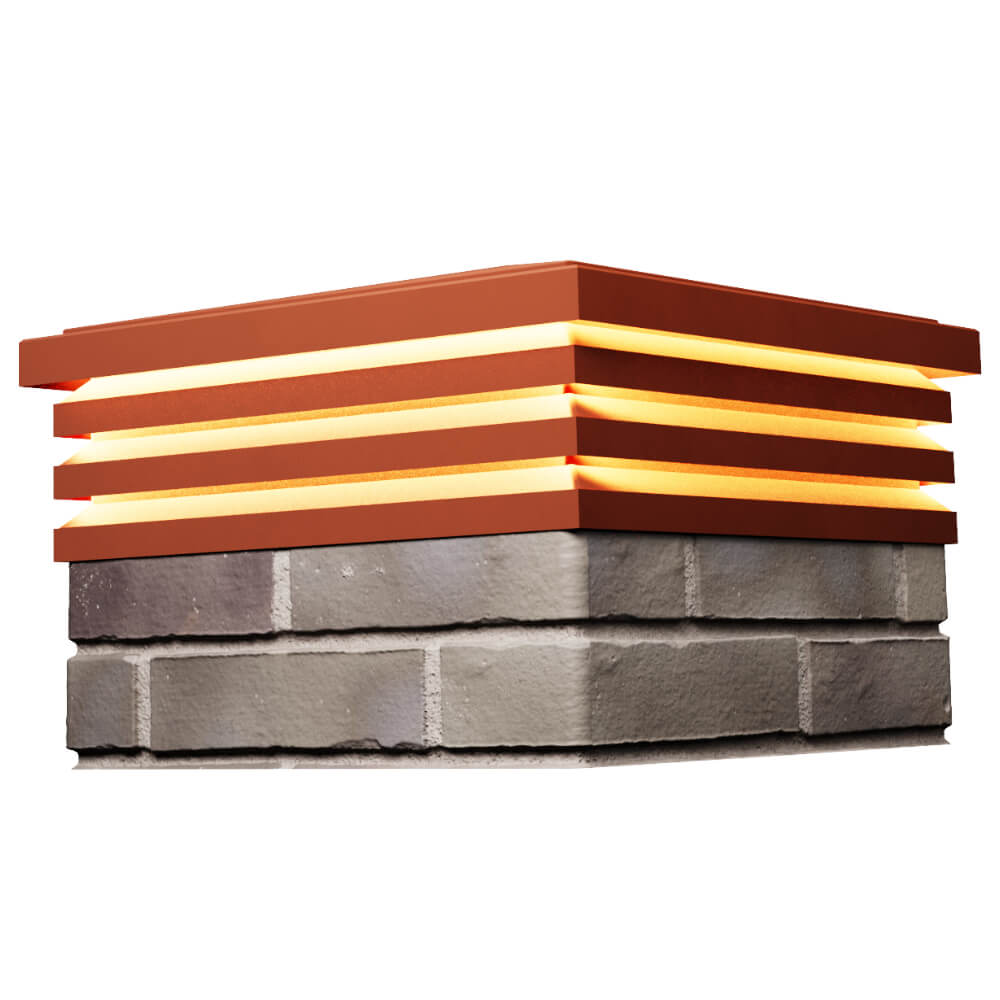 Колпак Zking Бона ХайТек Красный на столб 1.5х1.5 кирпича (385х385мм) с подсветкой в Сургуте фото