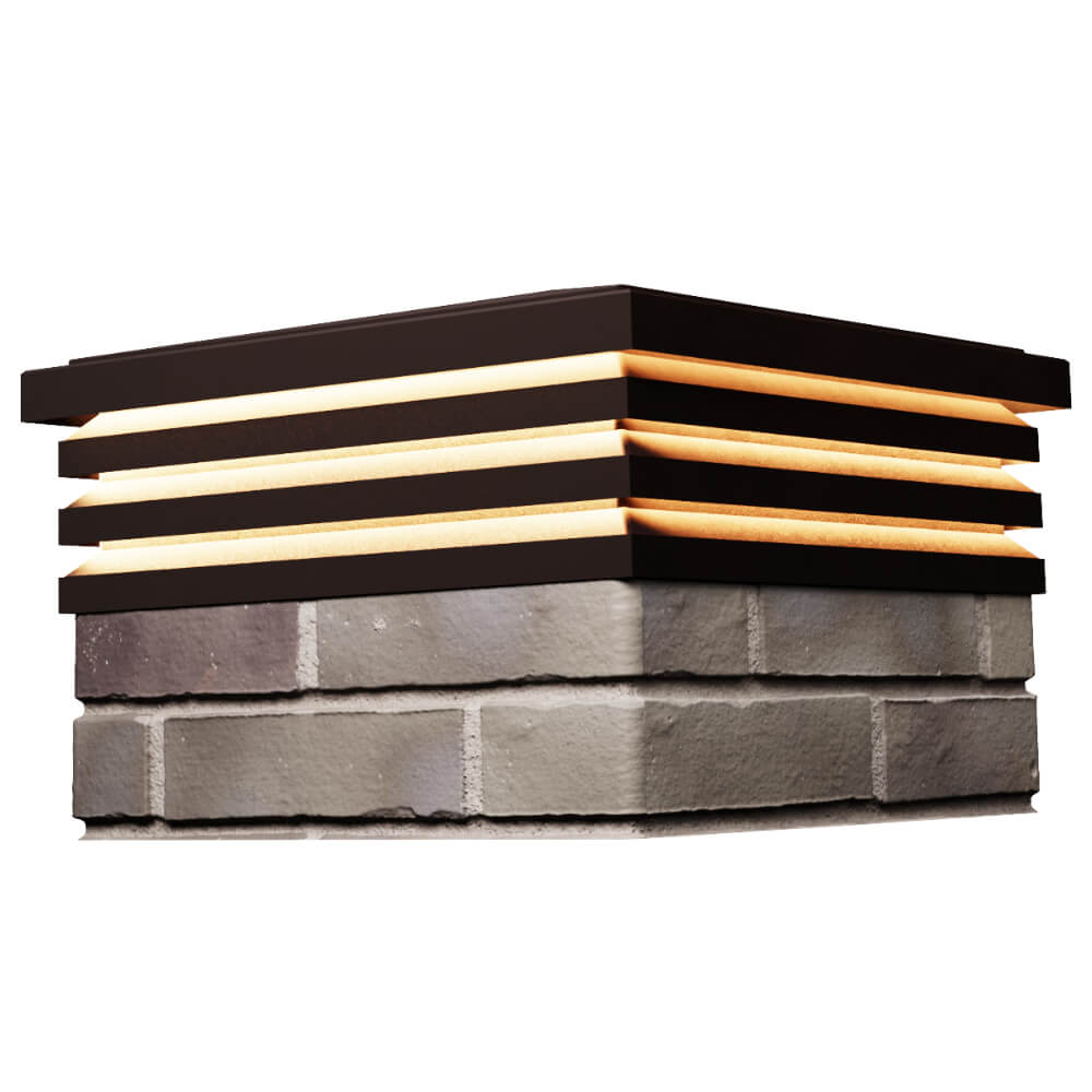 Колпак Zking Бона ХайТек Коричневый на столб 1.5х1.5 кирпича (385х385мм) с подсветкой в Сургуте фото