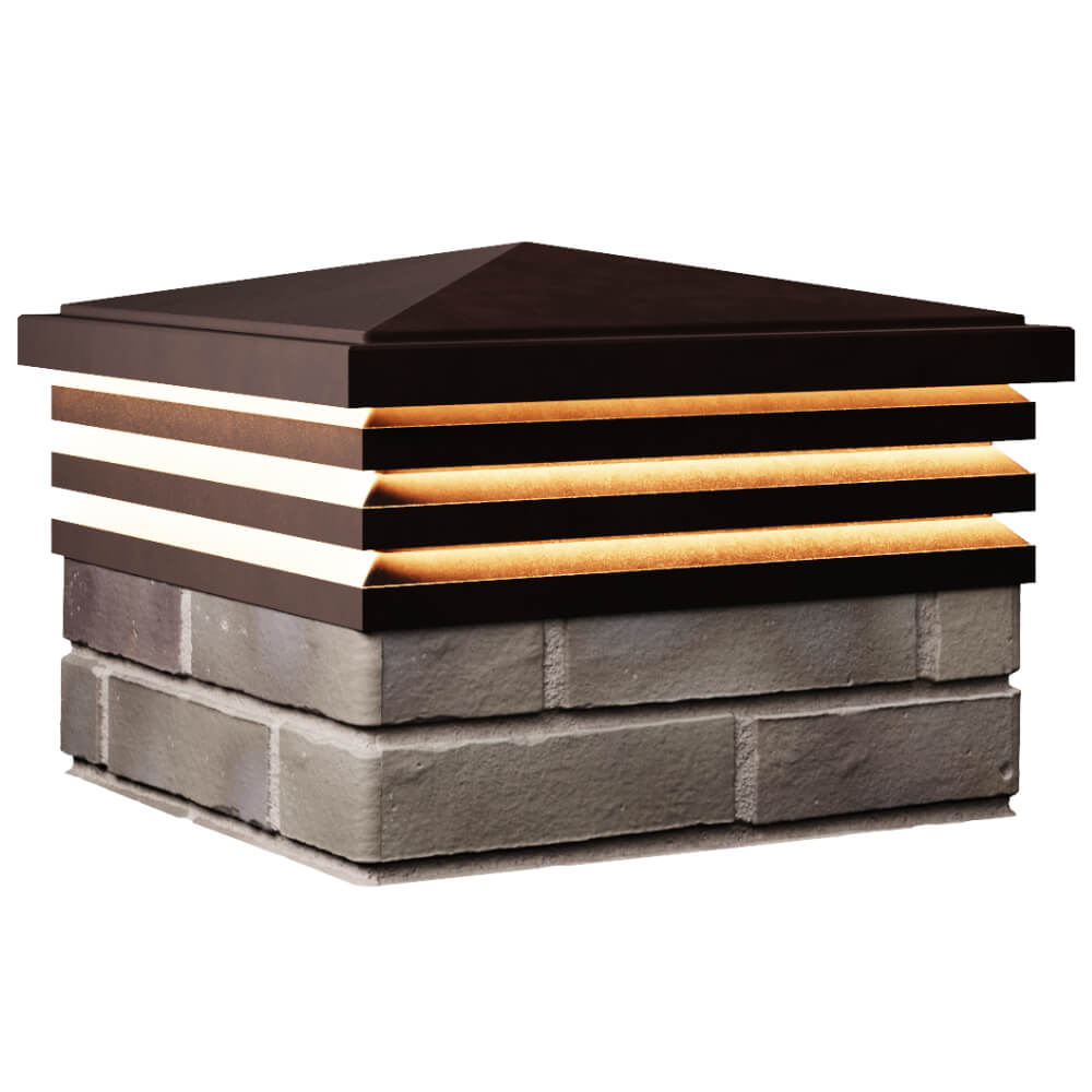 Колпак Zking Бона ХайТек Коричневый на столб 1.5х1.5 кирпича (385х385мм) с подсветкой в Сургуте фото