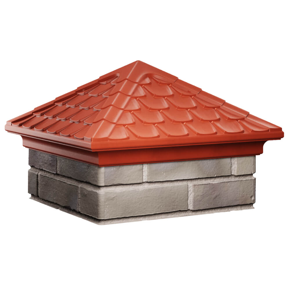 Колпак Zking Эльбрус Красный на столб 1.5х1.5 кирпича (385х385мм) в Сургуте фото