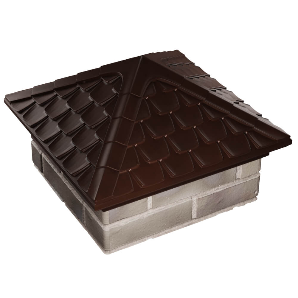 Колпак Zking Эльбрус Коричневый на столб 1.5х1.5 кирпича (385х385мм) в Сургуте фото