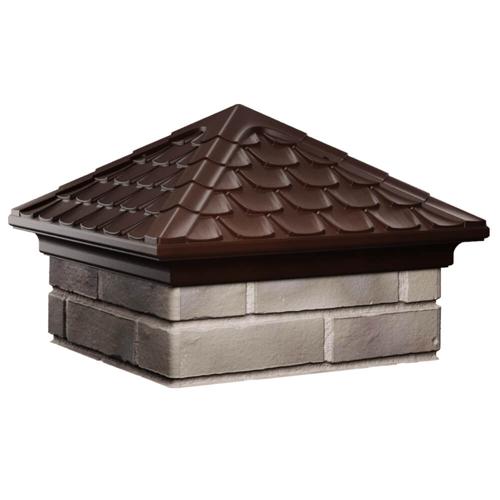 Колпак Zking Эльбрус Коричневый на столб 1.5х1.5 кирпича (385х385мм) в Сургуте фото