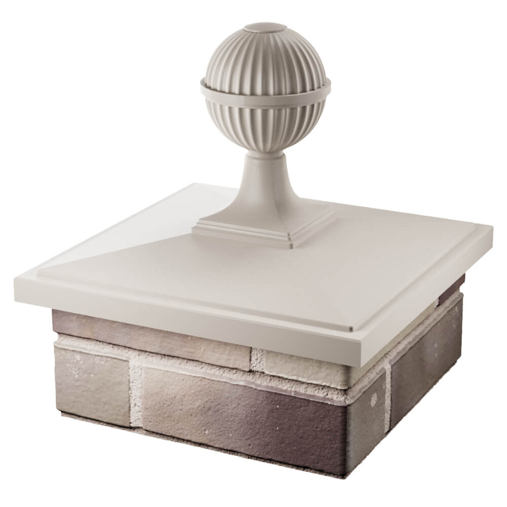 Колпак Zking БонаМоно Бежевый с шаром на столб 1.5х1.5 кирпича (385х385, 400х400мм) в сборе в Сургуте фото