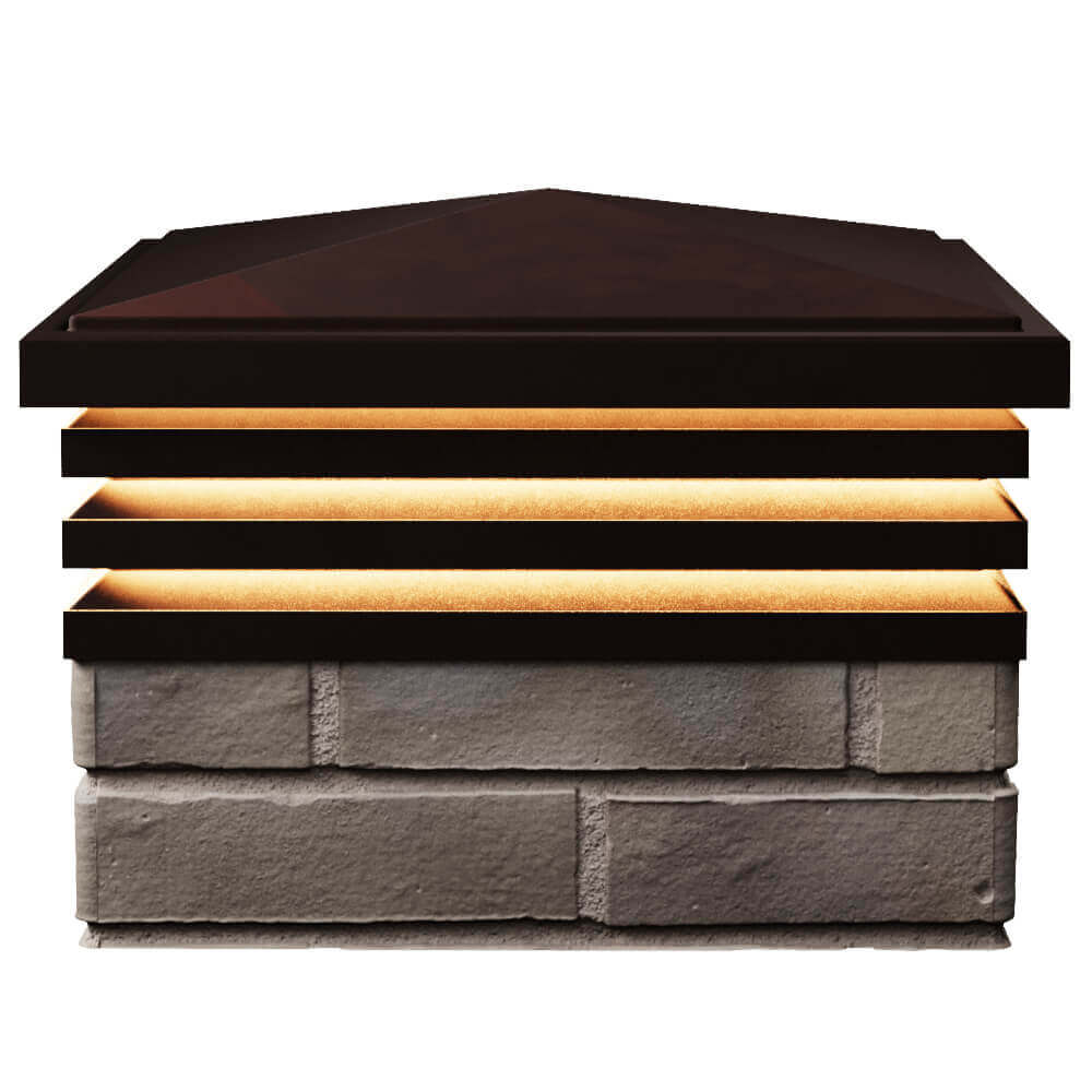 Колпак Zking Бона ХайТек Коричневый на столб 1.5х1.5 кирпича (385х385мм) с подсветкой в Сургуте фото